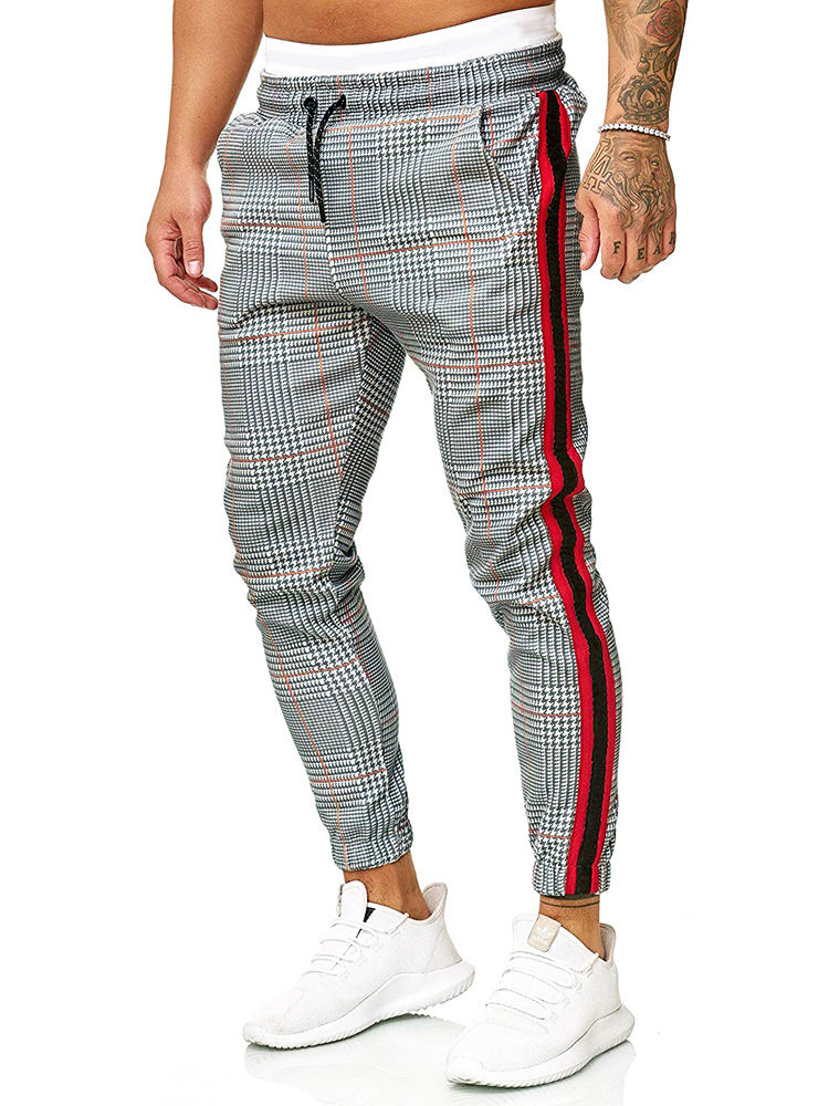 Wholesale Fashion Plaid Print Trousers For Men BZM102059GA | Wholesale7