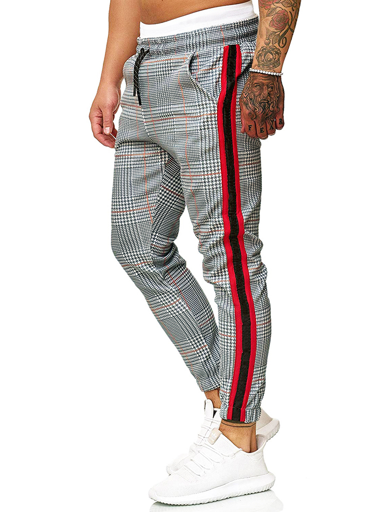 Wholesale Fashion Plaid Print Trousers For Men BZM102059GA | Wholesale7