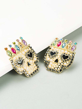 Rhinestone Skull Halloween Earrings Women
