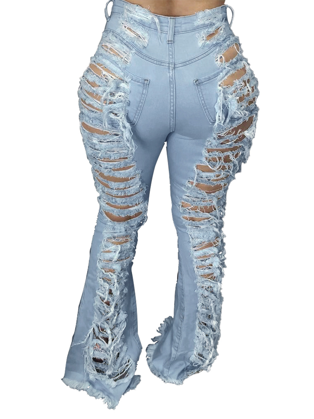 Wholesale Sexy High Waist Distressed Bootcut Jeans LZM102823BU ...