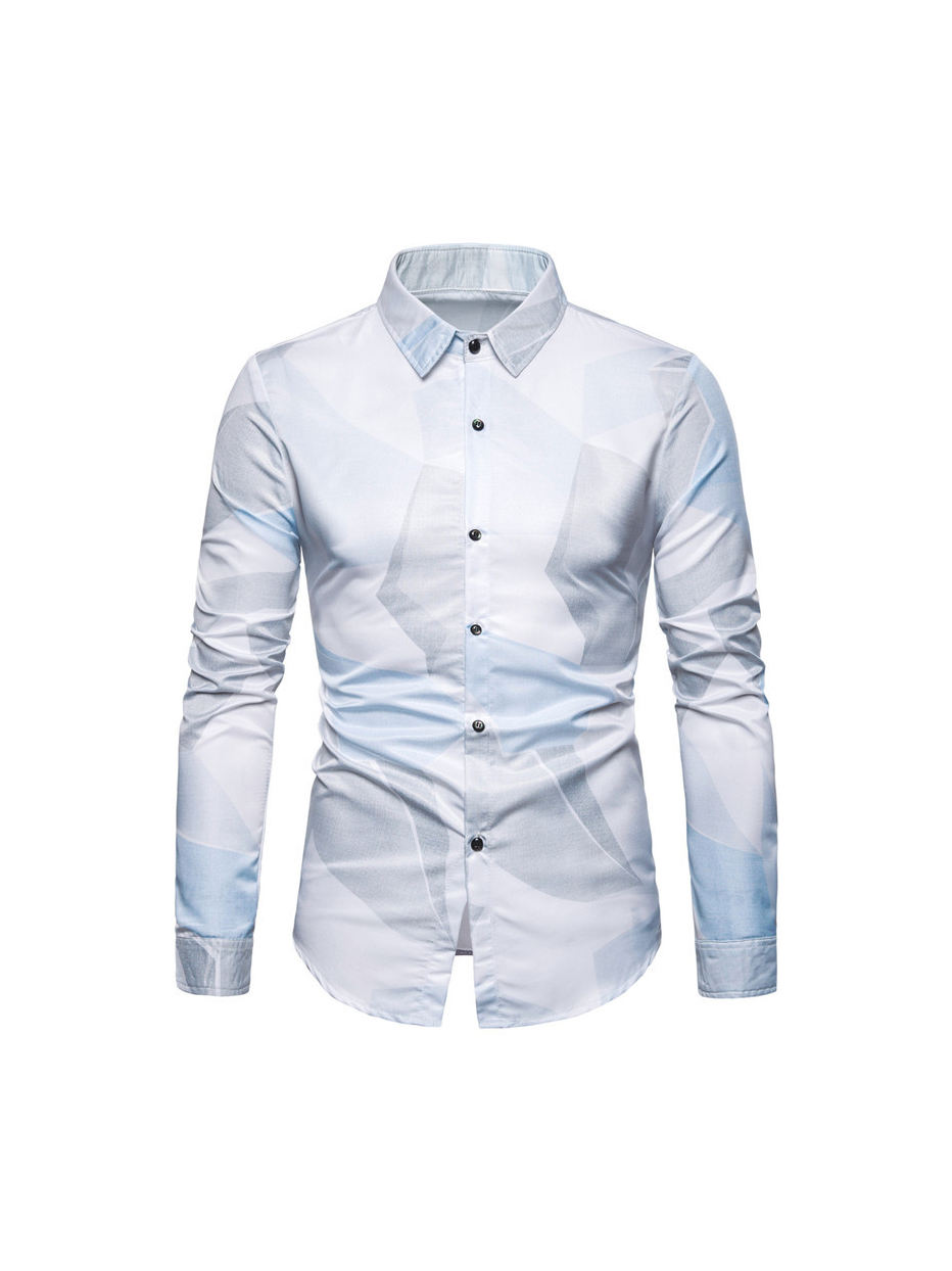 Wholesale Colorblock Print Fitted Mens Shirt Long Sleeve LZM102869 ...