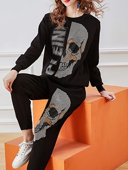Street Letter Skull Top With Long Pants 