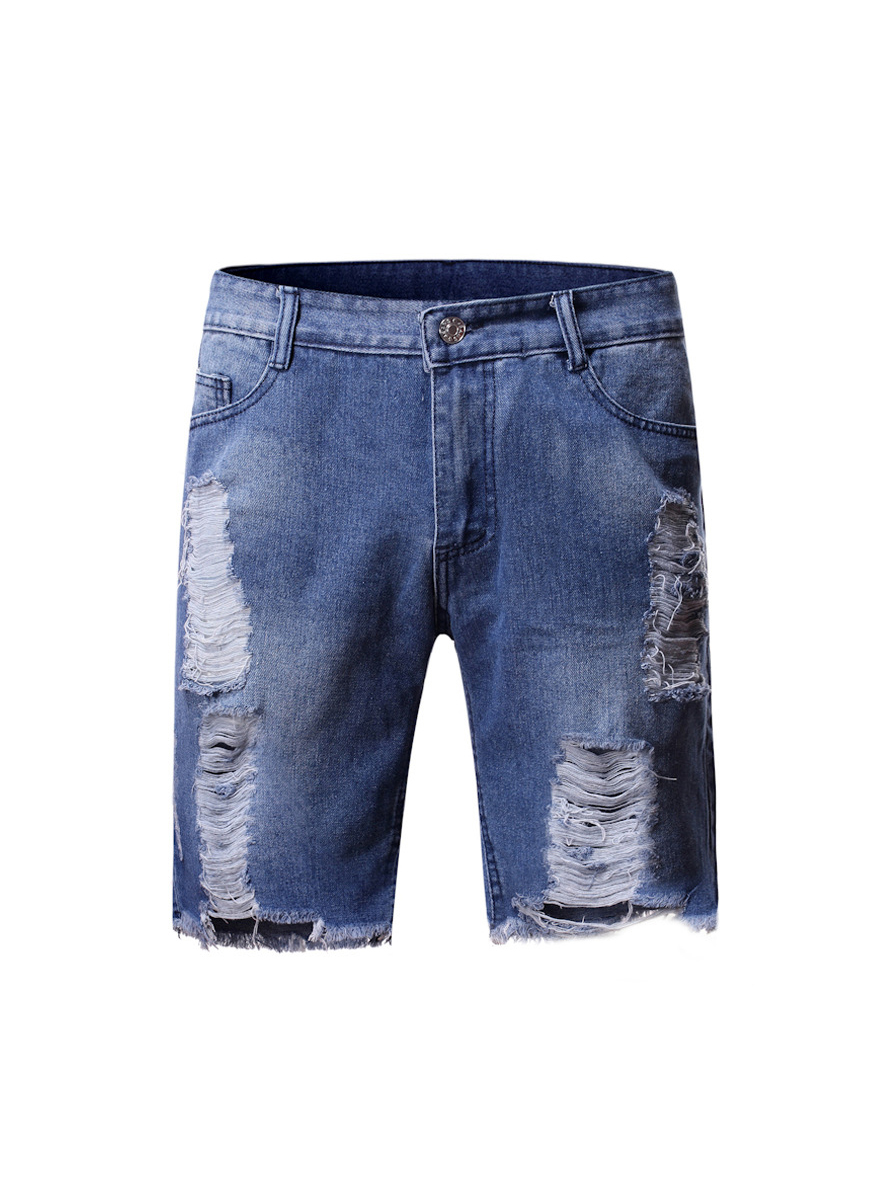 Wholesale Fashion Ripped Denim Half Jeans For Men LZM110260BU | Wholesale7