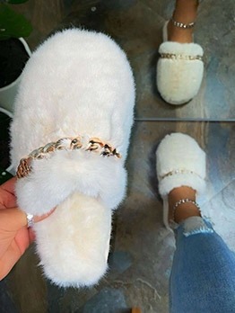 Closed Round Toe Faux Fur House Slippers