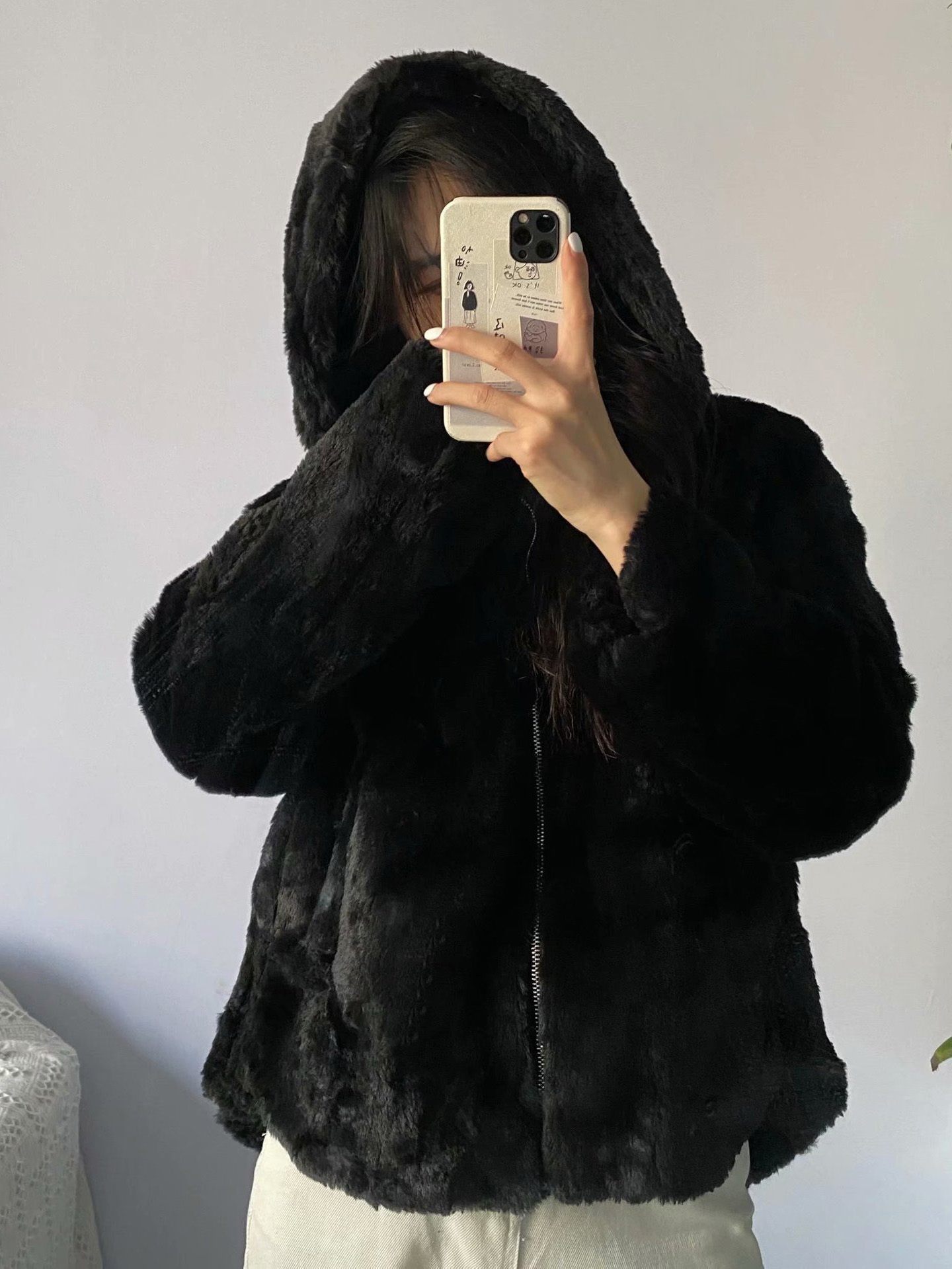 Wholesale Fashion Black Faux Fur Coats For Women BZM111027BA