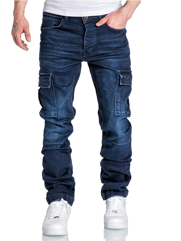 Wholesale Fashion Solid Ruched Cargo Jeans Men Bzm111671bu Wholesale7
