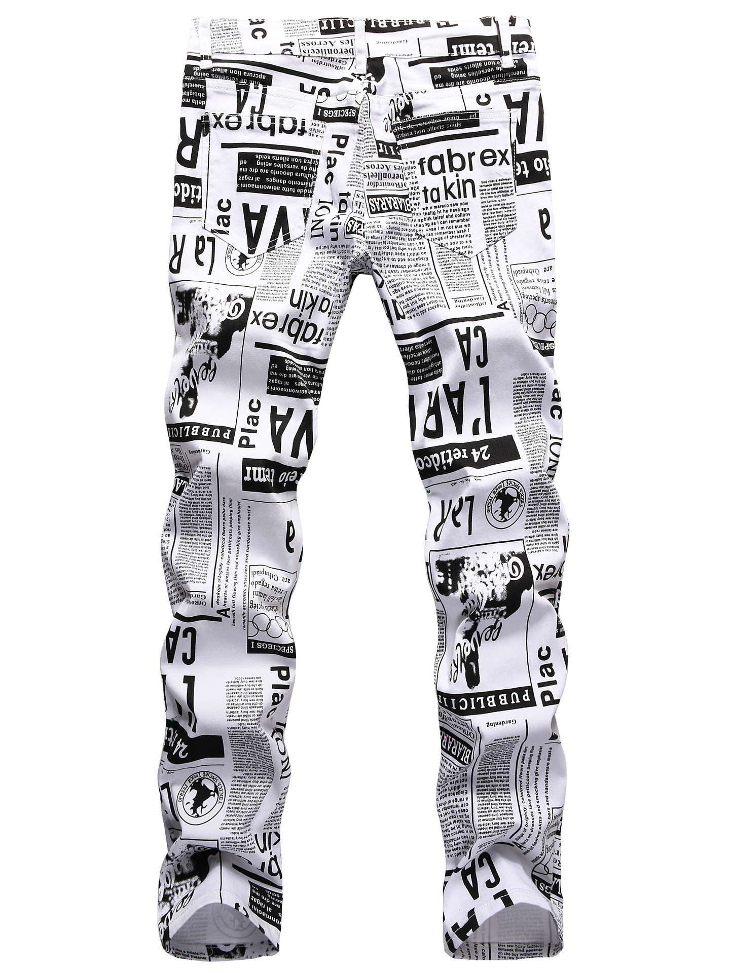Wholesale Street Newspaper Print Jeans Men BZM111741WI | Wholesale7