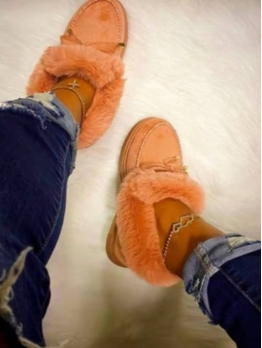 Casual Bow Inner Faux Fur Slip On Shoes