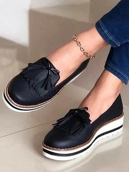 Bow Tassels Bow Slip On Height Increasing Shoes