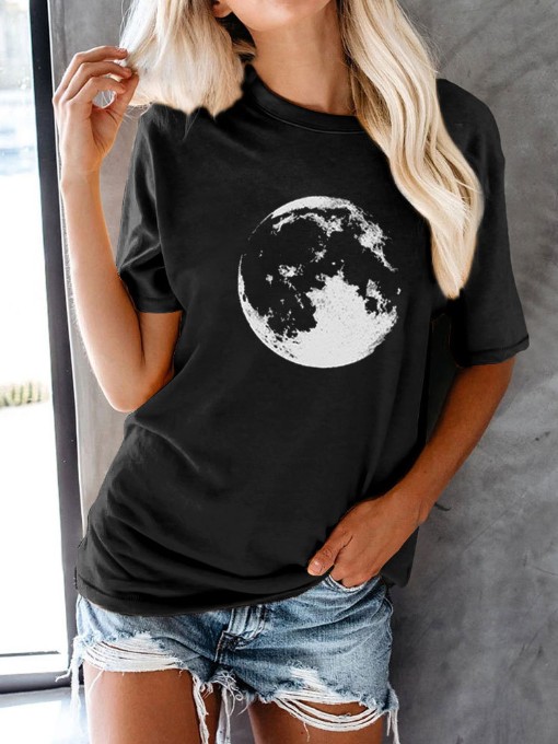 Wholesale Moon Print Crew Neck Short Sleeve Tee Shirts VPM122912BA ...