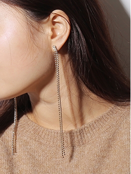 Full Rhinestone Tassel Long Earrings Women