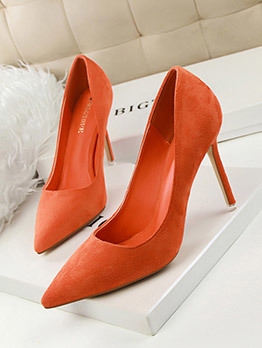 Simple Suede Solid Color Heels For Women