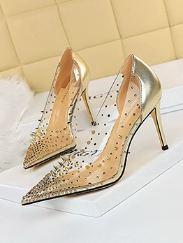 Pointed Toe Rivets High Heel Shoes