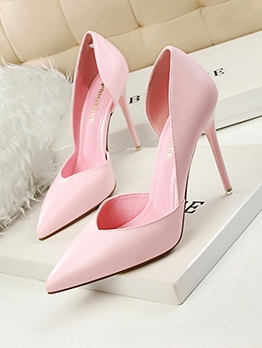 Simple Solid Pointed Toe Ladies Pumps Shoes