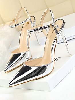 Chic Pointed Closed Toe Ankle Strap Heels