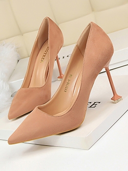 Korean Style Solid Suede High Heel Shoes