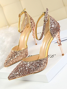 Fashion Sequined Pointed Toe Women Stiletto Shoes