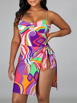 Novelty Print Camisole Backless One Pieces Swimsuit