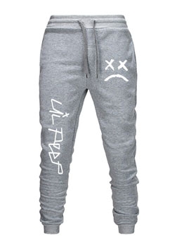 Lace Up Crying Face Print Trousers For Men
