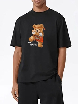 Euro Style Crew Neck Bear Print Men Shirt