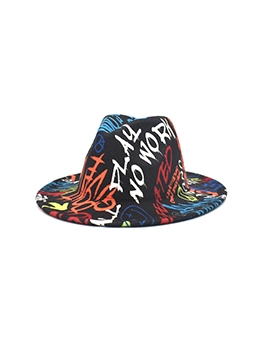 Novelty Printing Outdoors Wide Brim Fedora Hat