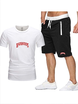 Casual Crew Neck Pullover Tees With Half Pants