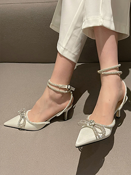 New Sexy Rhinestone Bow Heeled Sandals