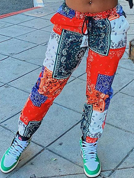 Multicolored Casual Printed Women Long Pencil Pants