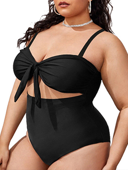 Seductive Black Plus Size One Pieces Swimsuit