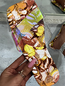 Fashion Novelty Design Print Flat Slippers Women