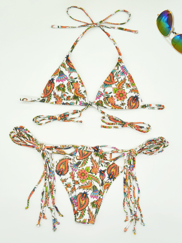 Wholesale Youthful Printed Tie Wrap Two Piece Bikini Sets DZO051320 ...