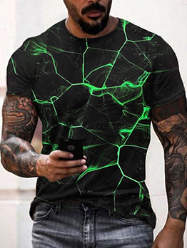 Pullover Printed Breathable Short Sleeve Tee For Men