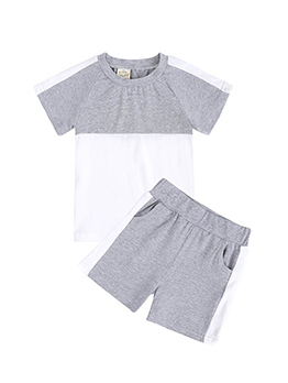 Contrast Color Short Sleeve Tee With Pants 