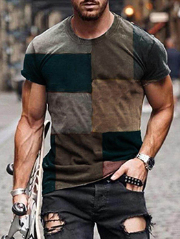 Fashion Contrast Color T Shirt For Men 