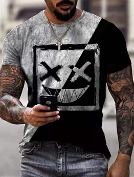 Contrast Color Short Sleeve Casual Tee For Men