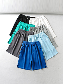 Sporty Solid Drawstring Half Pants For Women
