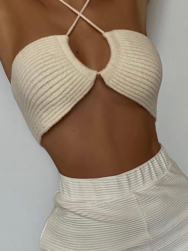 Sexy Knitting Halter Backless Tank Top