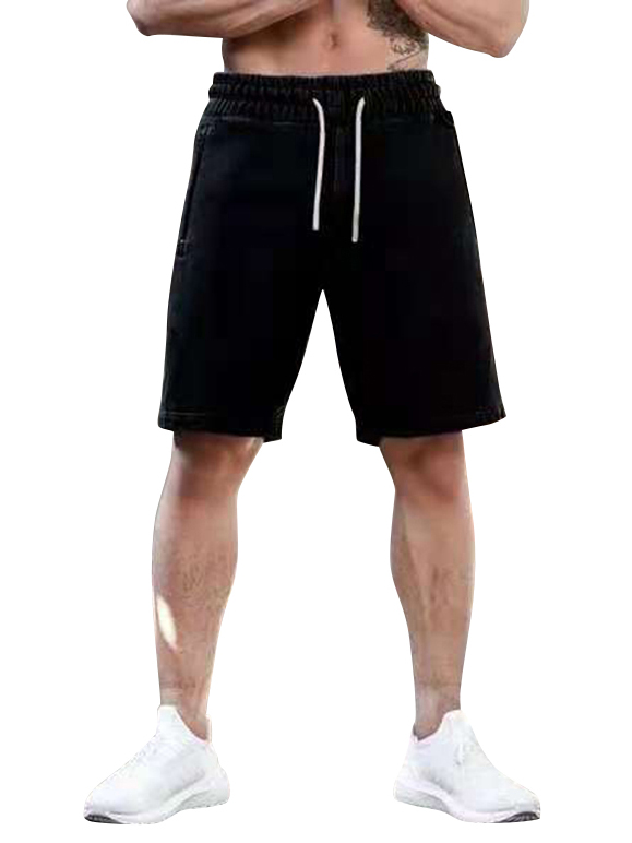 Wholesale Sporty Solid Drawstring Half Pant For Men DZO052674 | Wholesale7