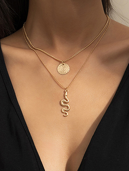 Simple Snake Round Shape Two Layer Women Necklaces