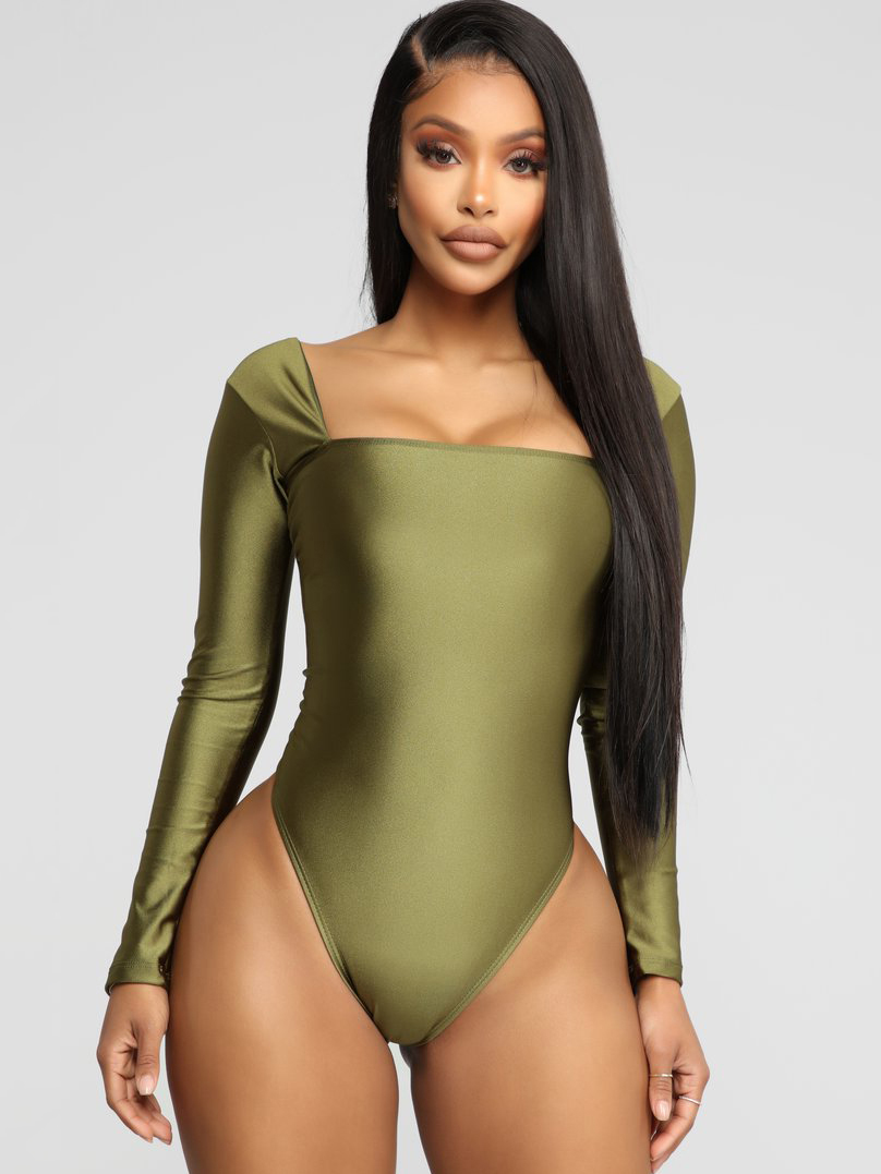 Solid Sheath Long Sleeve One Pieces Swimsuits Wholesale7 