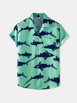 Beach Short Sleeve Print Shirts Men 