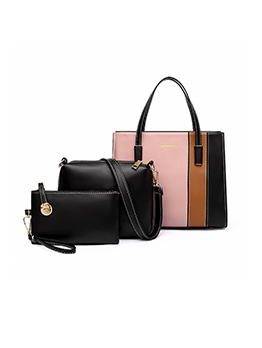 Fashion Contrast Color Patchwork 3 Piece Handbags Sets