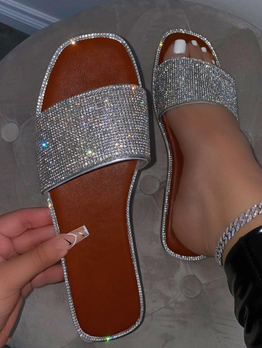 Chic Glitter Sequined Ladies Slide Slippers