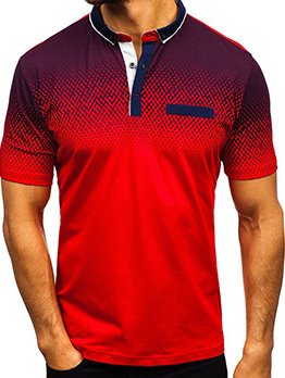 Contrast Color Loose Printed POLO Shirt For Men