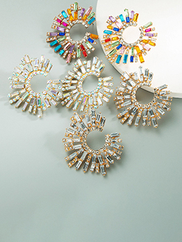 Alloy Material Colourful Rhinestone Party Earrings