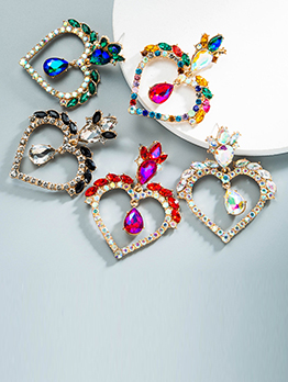 Flowery Colorful Heart Hyperbolic Women Earrings