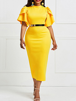 Solid Color Business Style Plus Size Maxi Dresses