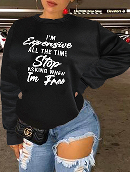 Casual Letter Plus Size Pullover Sweatshirt