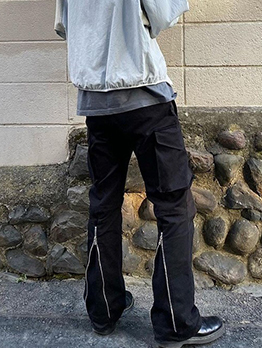 Fashion Zipper Patchwork Bootcut Cargo Pants 