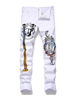 Fitted Printed Trendy Men Casual Jeans For Summer